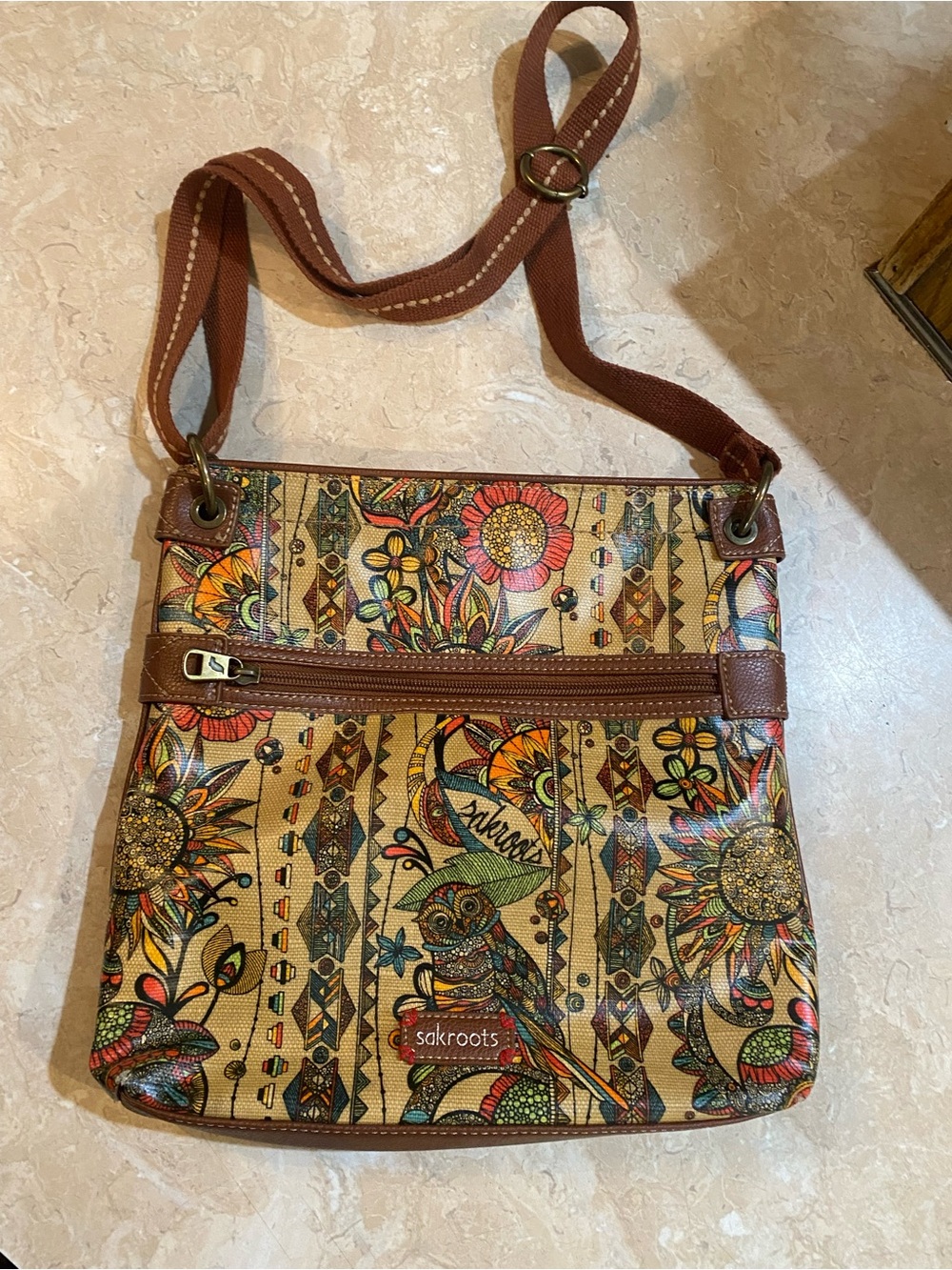 Sakroots Owl Floral Crossbody Bag in Multicolor